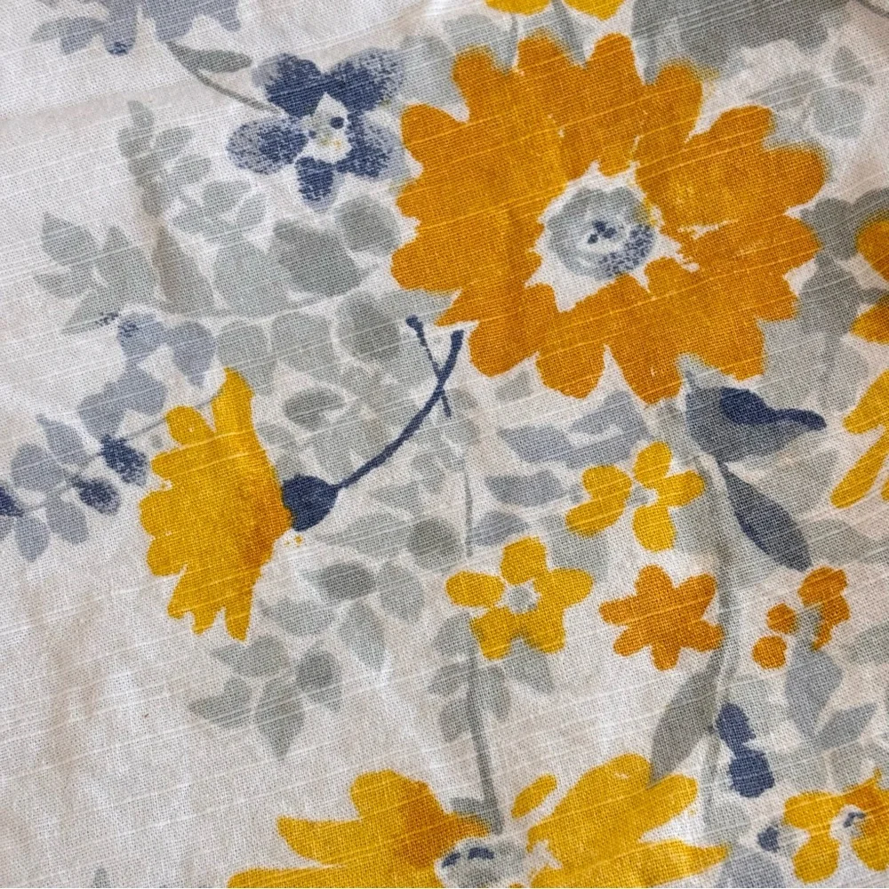 Nicole Miller Yellow and Blue Floral Reversible Stripe Cotton Placemats Set of 6